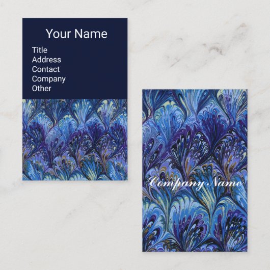 PAPIER, ABSTRAKTES BLAUENPATTER, WIRBEL VISITENKARTE (Vorne/Hinten)