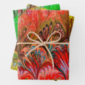 PAPIER, ABSTRAKTES, GREEN-GELBPATTER GESCHENKPAPIER SET (Beispiel)