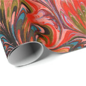 PAPIER, ABSTRAKTES, ROTES BLUE PEACOCK PATTER GESCHENKPAPIER (Rolleneckpunkt)