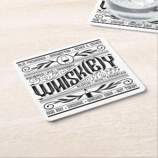 Papier Bar Untersetzer: Whiskey / Whisky Rechteckiger Pappuntersetzer