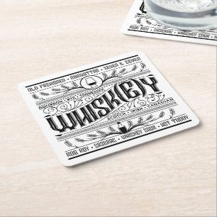 Papier Bar Untersetzer: Whiskey / Whisky Rechteckiger Pappuntersetzer