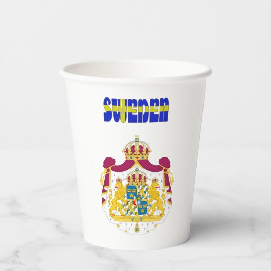 Papier-Becher mit schwedischer Flagge Pappbecher (Rückseite)