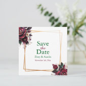 Papier bezwingen Burgunder Rose Perlen Save the Da Einladung (Stehend Vorderseite)