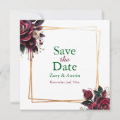 Papier bezwingen Burgunder Rose Perlen Save the Da Einladung (Vorderseite)