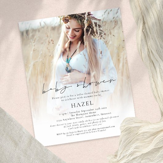 PAPIER Boho-Foto-Overlay-Script Baby Shower