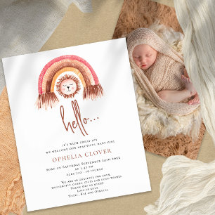 PAPIER   Boho Niedlich Lion Rainbow Birth Ankündig