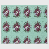 Papier Cadeau Botanique Bouquet de Roses Violettes Geschenkpapier (Flach)