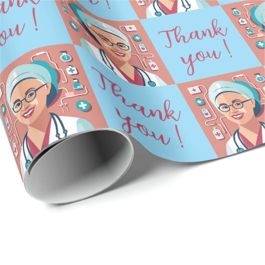 Papier Cadeau infirmière remerciement Geschenkpapier (Rolleneckpunkt)