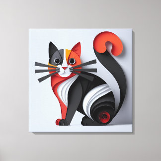 Papier Cat Art schneiden: Intricate Feline Wall De Leinwanddruck