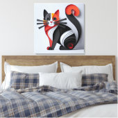 Papier Cat Art schneiden: Intricate Feline Wall De Leinwanddruck (Insitu (Schlafzimmer))