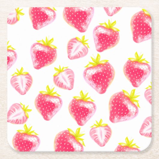 Papier-Coaster Sweet Strawberry Rechteckiger Pappuntersetzer (Vorderseite)