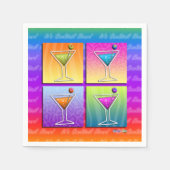 PAPIER COCKTAIL NAPKINS - POP ART MARTINI GLASSEN SERVIETTE (Vorderseite)