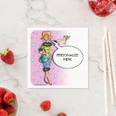 PAPIER COCKTAIL NAPKINS, RETRO MARTINI DIVA CARTOO SERVIETTE (Beispiel)