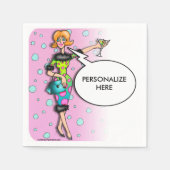 PAPIER COCKTAIL NAPKINS, RETRO MARTINI DIVA CARTOO SERVIETTE (Vorderseite)