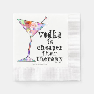 PAPIER COCKTAIL NAPKINS, VODKA CHEAPER ALS THERAPI SERVIETTE