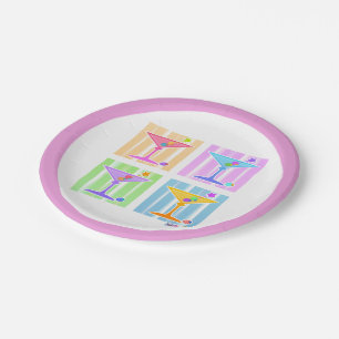 PAPIER-COCKTAIL-PLATTEN - PASTELL POP ART MARTINIS PAPPTELLER