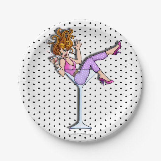 PAPIER COCKTAIL TELLER - MÄDCHEN IN EINEM MARTINI- (Vorderseite)