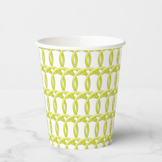 Papier-Cup - Gelbe Kreise - interverriegelte Pappbecher (Links)