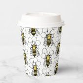 Papier-Cup - Gelbe und Schwarze Bienen Pappbecher (Links)