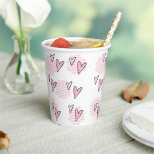 Papier Cup glücklich Valentinstag rosa Streifen He Pappbecher