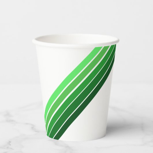 Papier-Cup - Grüne Diagonalstreifen Pappbecher (Vorderseite)
