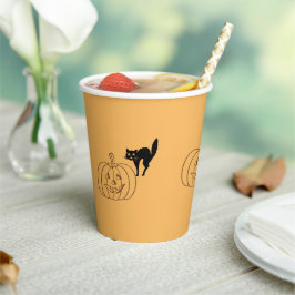 Papier Cup - Kürbis und Schwarze Katze Pappbecher