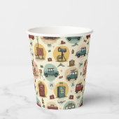 Papier-Cup mit Reisemuster Pappbecher (Rückseite)