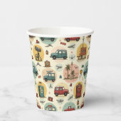 Papier-Cup mit Reisemuster Pappbecher (Links)