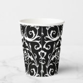 Papier-Cup mit schwarz-weißem Damast Pappbecher (Rechts)