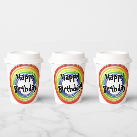 Papier-Cup - Rainbow-farbene Kreise Pappbecher (Multi)