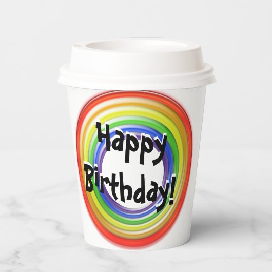 Papier-Cup - Rainbow-farbene Kreise Pappbecher (Rückseite)