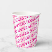 Papier-Cup Rosa und Weiß Streifen 2025 Pappbecher (Rückseite)