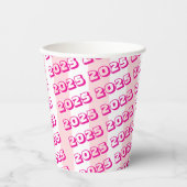 Papier-Cup Rosa und Weiß Streifen 2025 Pappbecher (Vorderseite)
