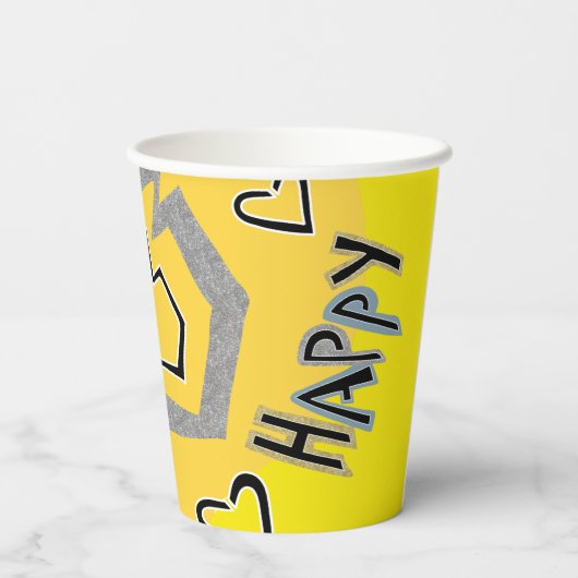 Papier Cups "Hanukkah Happy Glitzy Art" 8 oz. Pappbecher (Rückseite)