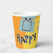 Papier Cups "Hanukkah Happy Glitzy Art" 8 oz. Pappbecher (Vorderseite)