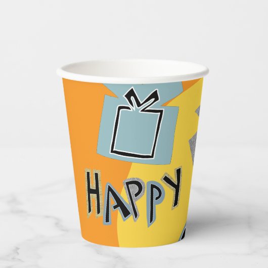 Papier Cups "Hanukkah Happy Glitzy Art" 8 oz. Pappbecher (Vorderseite)