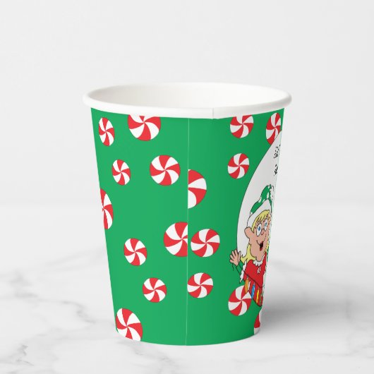Papier Cups "Happy Elves" 8 oz. Pappbecher (Rechts)
