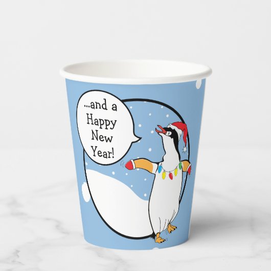 Papier Cups "Happy Pinguin" 8 oz. Pappbecher (Rückseite)