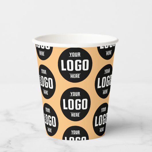 Papier-Cups mit eigenem Firmenlogo - Orange Pappbecher (Vorderseite)