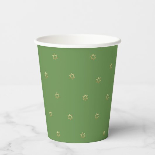 Papier Cups "Pessach Gold Jerusalem" 8 oz. Pappbecher (Rückseite)