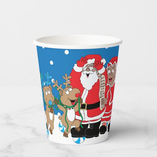 Papier Cups "Santa Claus Happy" 8 oz. Pappbecher (Vorderseite)