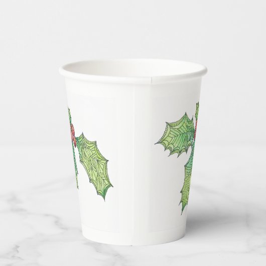 Papier-Cups - Weihnachts-Holzodschnitt-Look Pappbecher (Rechts)