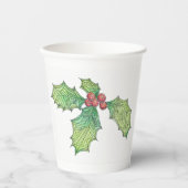 Papier-Cups - Weihnachts-Holzodschnitt-Look Pappbecher (Vorderseite)