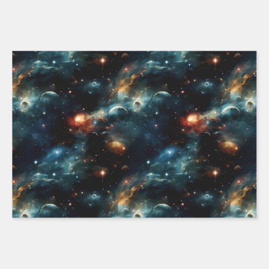 Papier d'emballage coloré espace (Vorderseite)