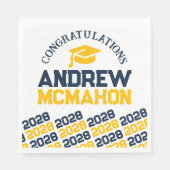 Papier der Navy & Gold Personalisiert Graduation P Serviette (Vorderseite)