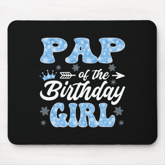 Papier des Geburtstagsmädchens Schneeflocken Winte Mousepad (Vorne)