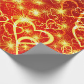 papier des Geschenks Herzen im roten Grund Geschenkpapier (Ecke)