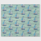 Papier Driftwood Beach Jade, Yachtdesign Geschenkpapier (Flach)