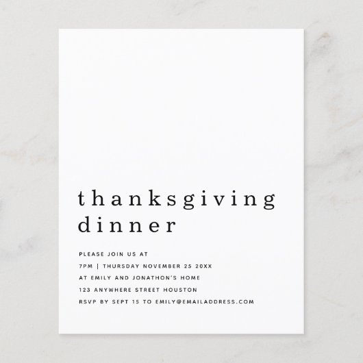 PAPIER | Einfache Text-Einladung zum Thanksgiving- (Vorne)
