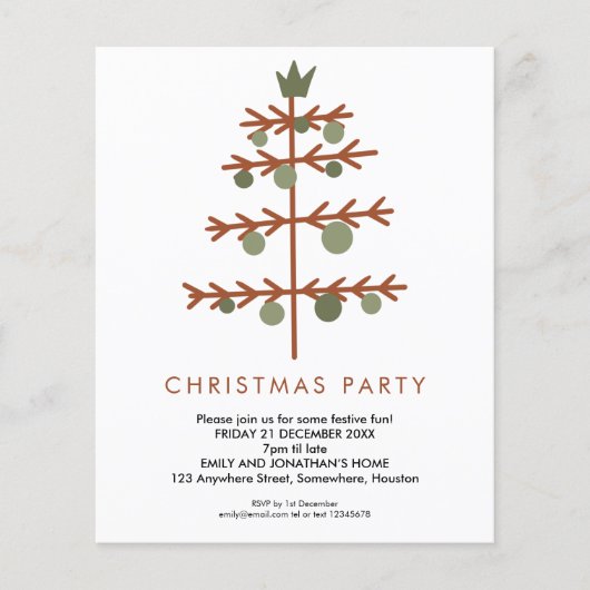 PAPIER | Einfaches Baumweihnachtsfest Party Einlad (Vorne)